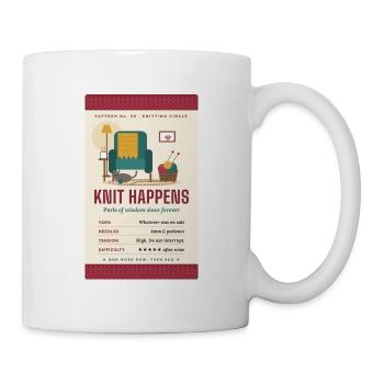Knit Happens lustiges Strickgeschenk - Tasse - Weiß - Rechts