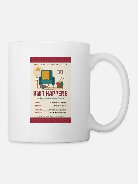 Knit Happens lustiges Strickgeschenk - Tasse - Weiß