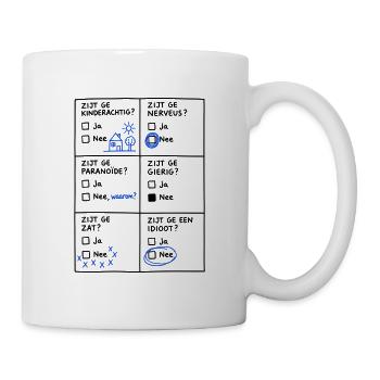 "Hast du die Nase voll? Nein..." – Lustige flämische T-Shirts - Tasse - Weiß - Rechts