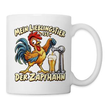 Mein Lieblingstier ist der Zapfhahn – Lustiger Bie - Tasse - Weiß - Rechts