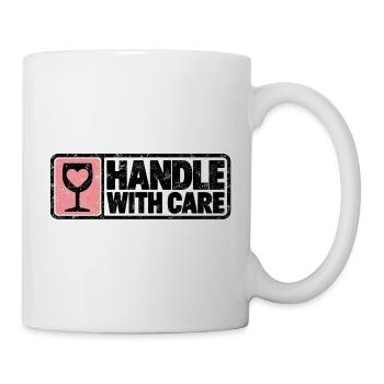 Handle With Care – Herz Retro Design - Tasse - Weiß - Rechts