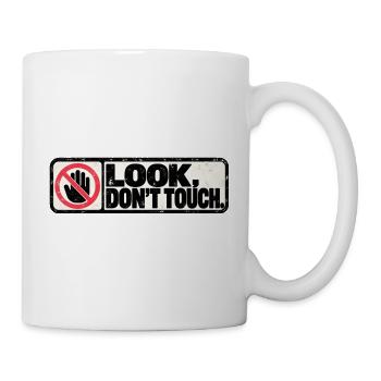 Look, Don't Touch – Retro Warning Design - Tasse - Weiß - Rechts