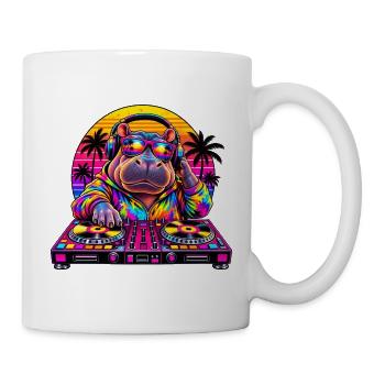 Neon Hippo DJ Sunset - Tasse - Weiß - Rechts