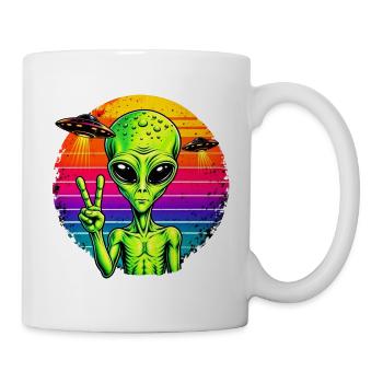 Psychedelisches Alien-Friedenszeichen - Tasse - Weiß - Rechts