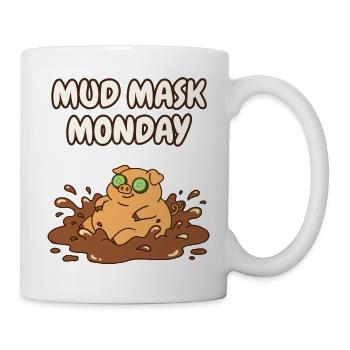 Mud Mask Montag Lustiger Schwein-Spa-Tag - Tasse - Weiß - Rechts