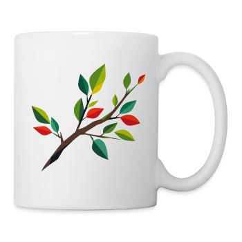 Herbstast mit bunten Blättern  - Tasse - Weiß - Rechts