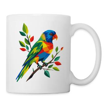 Bunter Regenbogenlori auf einem Zweig   - Tasse - Weiß - Rechts
