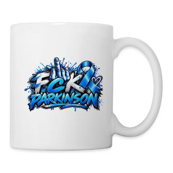 Kampf Parkinson BlauesBand Grafik - Tasse - Weiß - Rechts