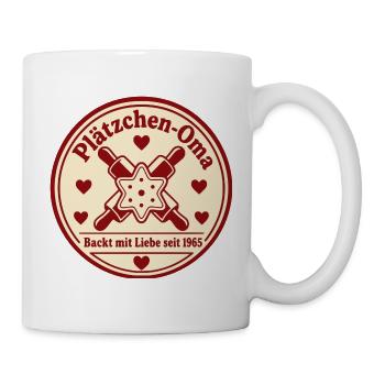 Plätzchen Oma Weihnachten Backen Spruch - Tasse - Weiß - Rechts