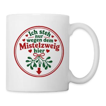 Mistelzweig Pärchen Weihnachten Partnerlook - Tasse - Weiß - Rechts