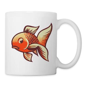 Goldfisch mit großen Flossen – Retro - Tasse - Weiß - Rechts