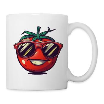 Lachende Tomate mit roter Sonnenbrille - Tasse - Weiß - Rechts