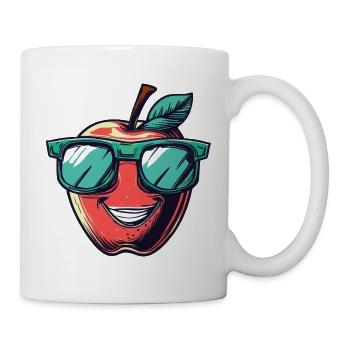 Lachender Apfel mit grüner Sonnenbrille - Tasse - Weiß - Rechts