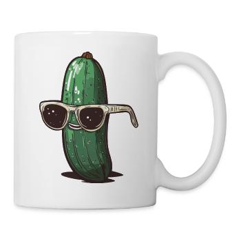 Coole Gurke mit Sonnenbrille - Tasse - Weiß - Rechts