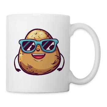 Lachende Kartoffel mit Sonnenbrille - Tasse - Weiß - Rechts