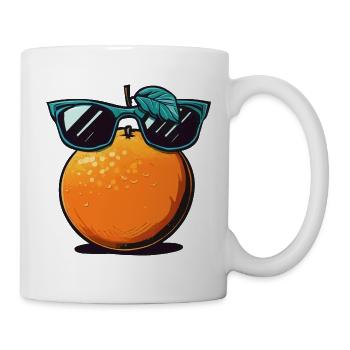 Orange mit dunkler Sonnenbrille - Tasse - Weiß - Rechts