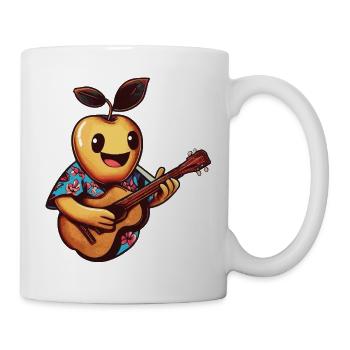Fröhliche Frucht im Hawaiihemd mit Ukulele - Tasse - Weiß - Rechts