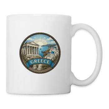 Griechenland Reiseabzeichen Akropolis & Santorini Souvenir - Tasse - Weiß - Rechts