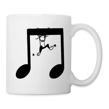 Hanging on a Note – T-Shirt für Musikliebhaber - Tasse - Weiß - Rechts
