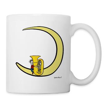 Moon and Tuba – Tubaspieler-Musik-T-Shirt - Tasse - Weiß - Rechts