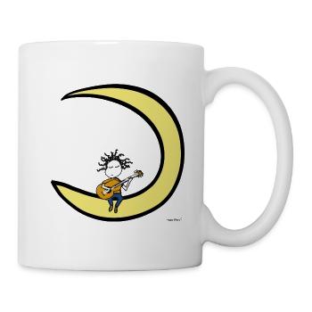 Moon and Guitar – Gitarristen-Musik-T-Shirt - Tasse - Weiß - Rechts