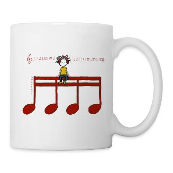 Headphones Red Notes – T-Shirt für Musikliebhaber - Tasse - Weiß - Rechts