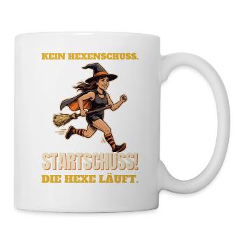 Kein Hexenschuss, Startschuss: Die Hexe läuft - Tasse - Weiß - Rechts