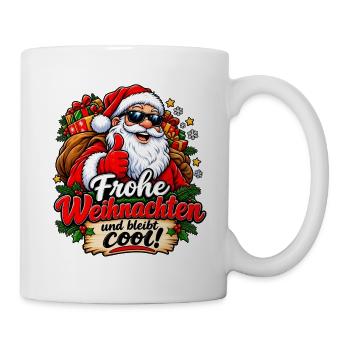 Cooler Weihnachts-Santa mit Geschenken - Tasse - Weiß - Rechts