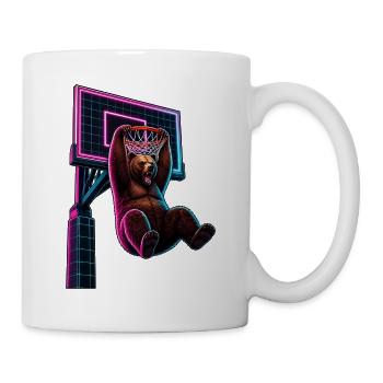 Bär Basketball Dunk Synthwave Retro Neon T-Shirt - Tasse - Weiß - Rechts
