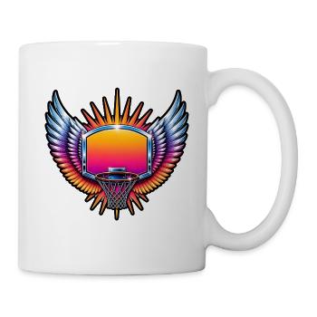 Basketball Korb Flügel Retro 80s Vintage T-Shirt - Tasse - Weiß - Rechts
