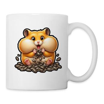 Hamster Backen Sonnenblumenkerne Kawaii Shirt - Tasse - Weiß - Rechts