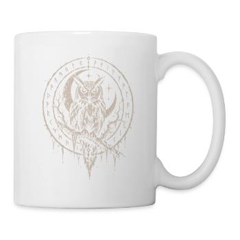 Die Eule im Runenkreis - Tasse - Weiß - Rechts