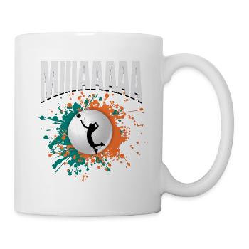 Miiaaaaa! Volleyball Ruf – Farbklecks Ball - Tasse - Weiß - Rechts