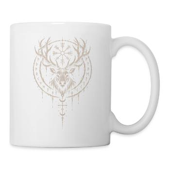 Der Hirsch mit dem Vegvisir im Geweih - Tasse - Weiß - Rechts