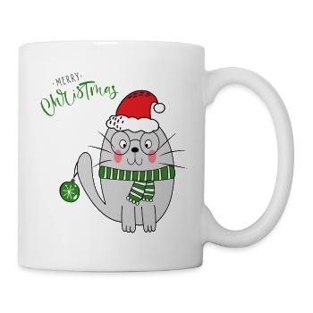Weihnachtskatze  - Tasse - Weiß - Rechts