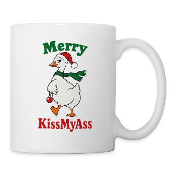 Merry KissMyAss – Weihnachtsgans mit Humor - Tasse - Weiß - Rechts
