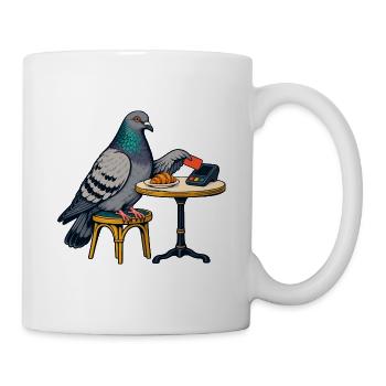 Taube am Café Karte Croissant - Tasse - Weiß - Rechts