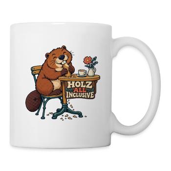 Holz All Inclusive Biber im Café - Tasse - Weiß - Rechts