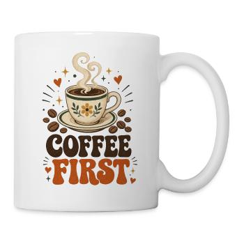 Coffee First – Retro-Kaffi-Design - Tasse - Weiß - Rechts