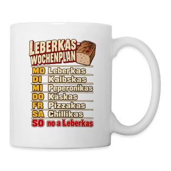 Leberkas-Wochenplan Sorten Montag bis Sonntag - Tasse - Weiß - Rechts
