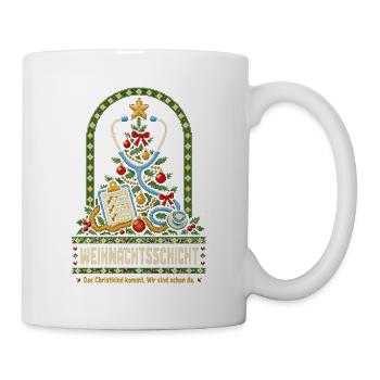 Weihnachtsschicht Pflege - Tasse - Weiß - Rechts