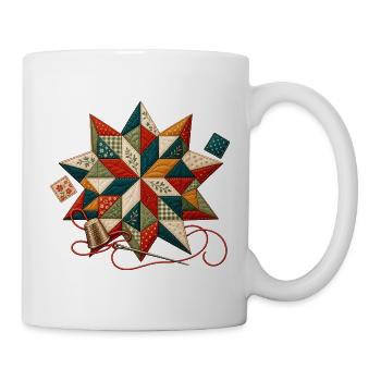Patchwork Quiltstern - Tasse - Weiß - Rechts