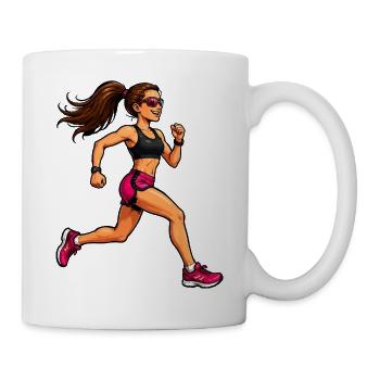 Powerfrau Lauf-Illustration - Tasse - Weiß - Rechts