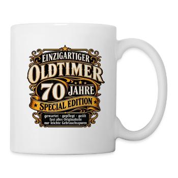 Einzigartiger Oldtimer 70 Jahre 70 Geburtstag - Tasse - Weiß - Rechts