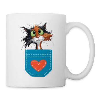 Kätzchen-in-deiner Taschenherz-Thema - Tasse - Weiß - Rechts