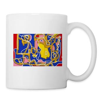 Abstrakte Linien und Farbblöcke - Tasse - Weiß - Rechts