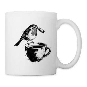 Kaffeevogel mit Fernrohr - Tasse - Weiß - Rechts
