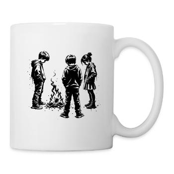 Feuerstelle Silhouetten: Kinderkreis - Tasse - Weiß - Rechts
