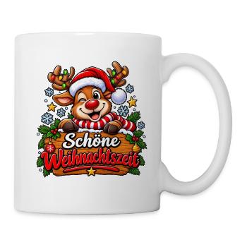 Schöne Weihnachtszeit Reh Motiv - Tasse - Weiß - Rechts