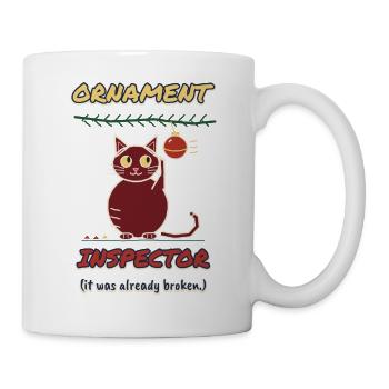 Ornament Inspector – Lustige Weihnachtskatze - Tasse - Weiß - Rechts